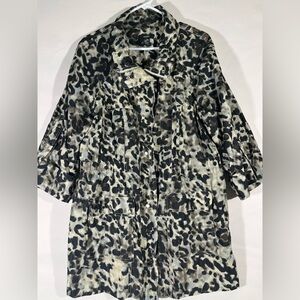 ALFANI Leopard Print Ladies Rain Jacket‎ Elastic Waist Zip Snap Close XL NEW